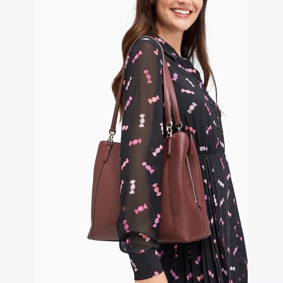 Kate Spade Leila Leather Triple Compartment Shoulder Bag in Cherrywood - Picture 5 of 5